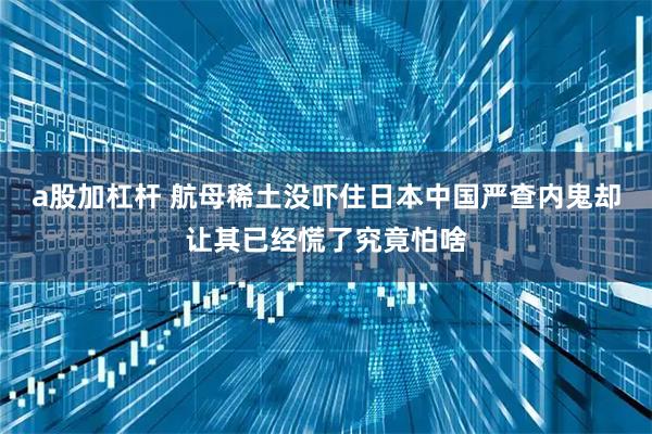 a股加杠杆 航母稀土没吓住日本中国严查内鬼却让其已经慌了究竟怕啥
